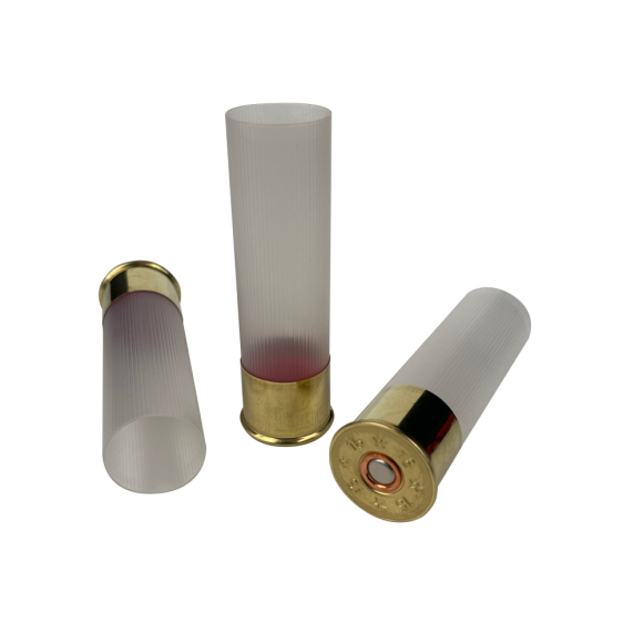 16GA, 2-9/16", 16mm Brass, Clear Hulls